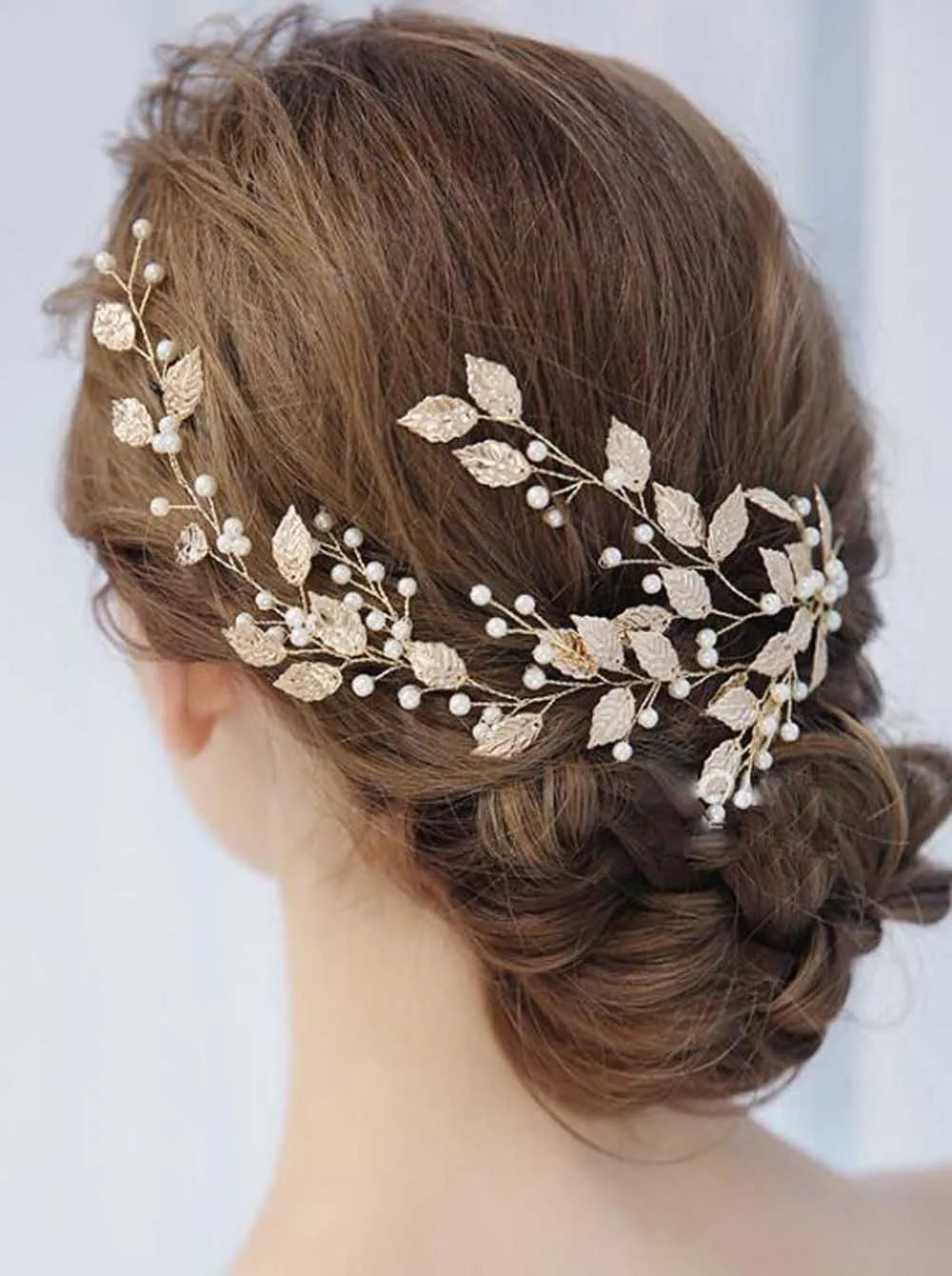 Vintage Leaves and Floral Bridal Headband Bohemian Headpiece Crystal Pearl