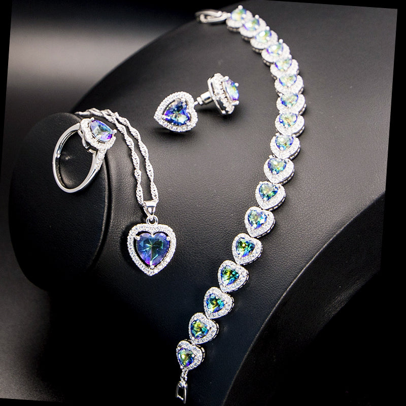 Party Heart Shape Jewellery Trendy Four-Piece Women Fashion Jewelry Necklace Set