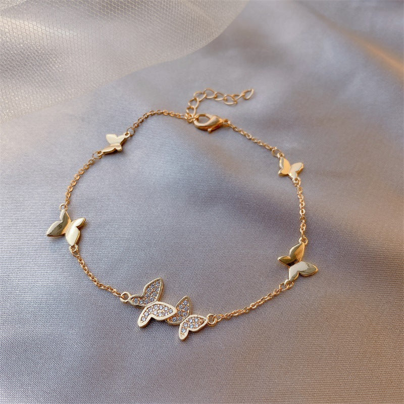 Trendy Jewelry Fashion Crystal Charm Butterfly Ankle Bracelet