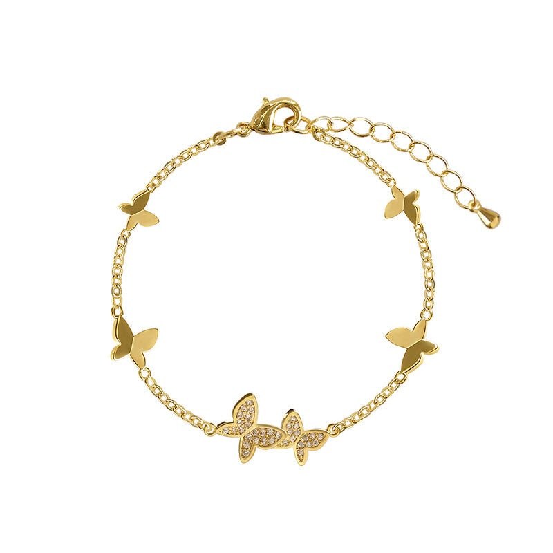 Trendy Jewelry Fashion Crystal Charm Butterfly Ankle Bracelet