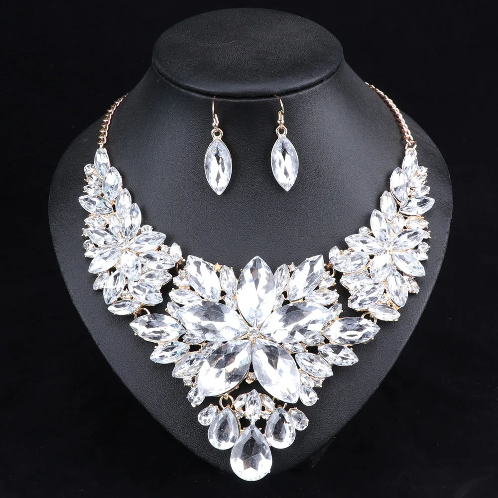 Fashion Crystal Jewelry Sets Bridal Necklace Earrings Sets Wedding Jewelery