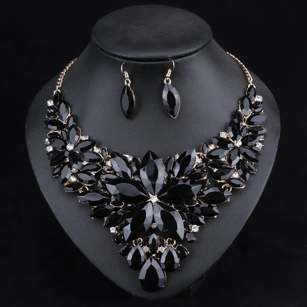 Fashion Crystal Jewelry Sets Bridal Necklace Earrings Sets Wedding Jewelery