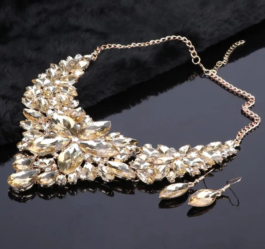 Fashion Crystal Jewelry Sets Bridal Necklace Earrings Sets Wedding Jewelery