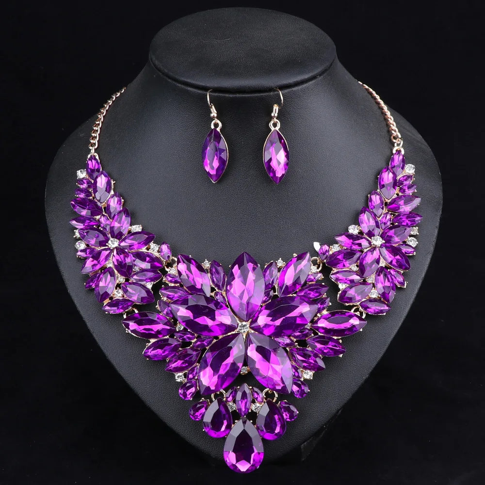 Fashion Crystal Jewelry Sets Bridal Necklace Earrings Sets Wedding Jewelery