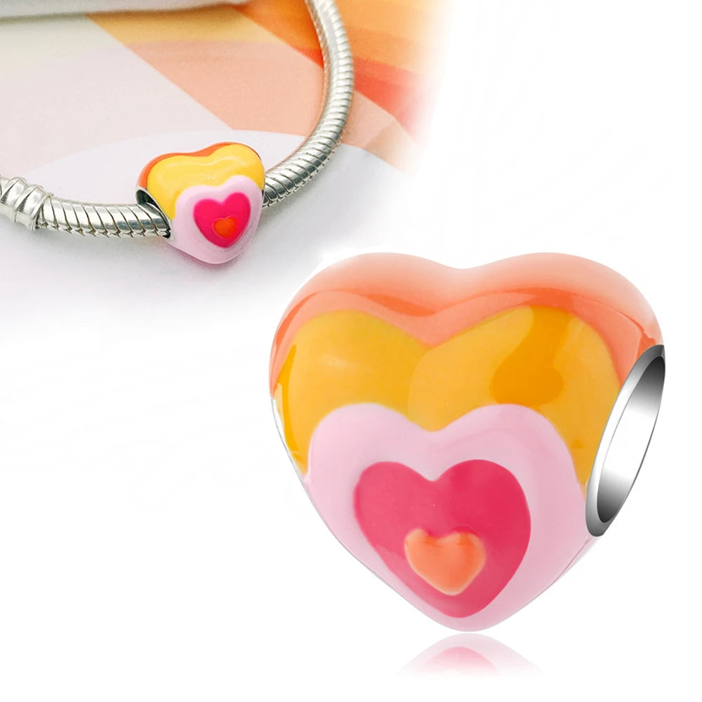 Heart Charm Collection Silver Plated Fitted Charm Silver Original Bracelets for Jewellery Making