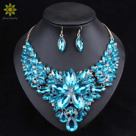 Fashion Crystal Jewelry Sets Bridal Necklace Earrings Sets Wedding Jewelery